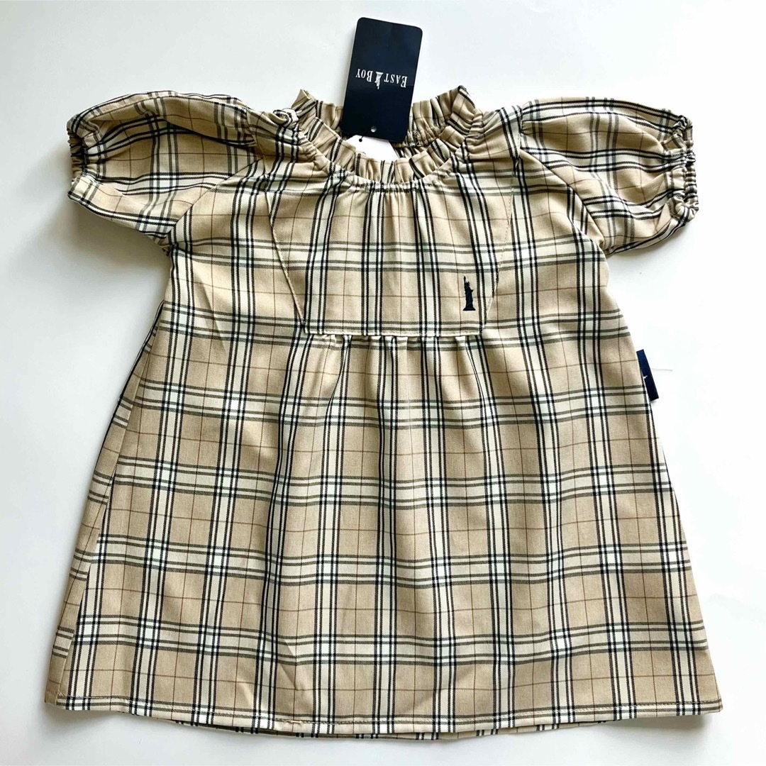 EASTBOY(イーストボーイ)のEASTBOY チェックブラウスワンピース　ベージュ キッズ/ベビー/マタニティのベビー服(~85cm)(ワンピース)の商品写真