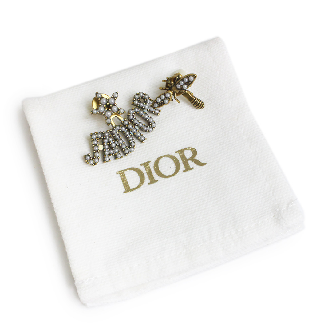 クリスチャンディオール ジャディオール J ADIOR ロゴ ビー スター 星 ピアス パール アンティークゴールド E0640ADRRS  Christian Dior（新品・未使用品）