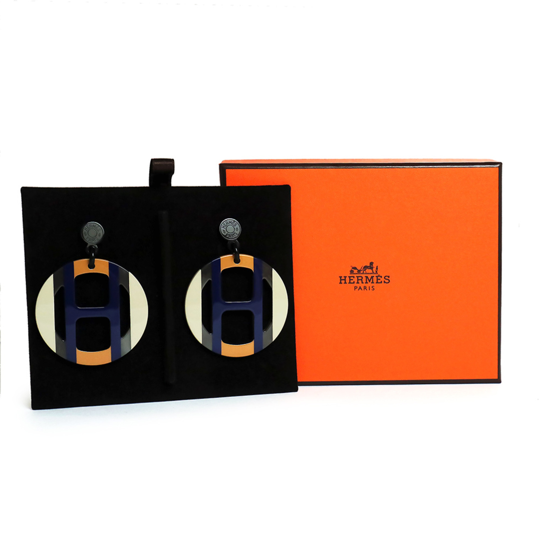 Hermes - エルメス Hエキップ ピアス バッファローホーン ラッカー