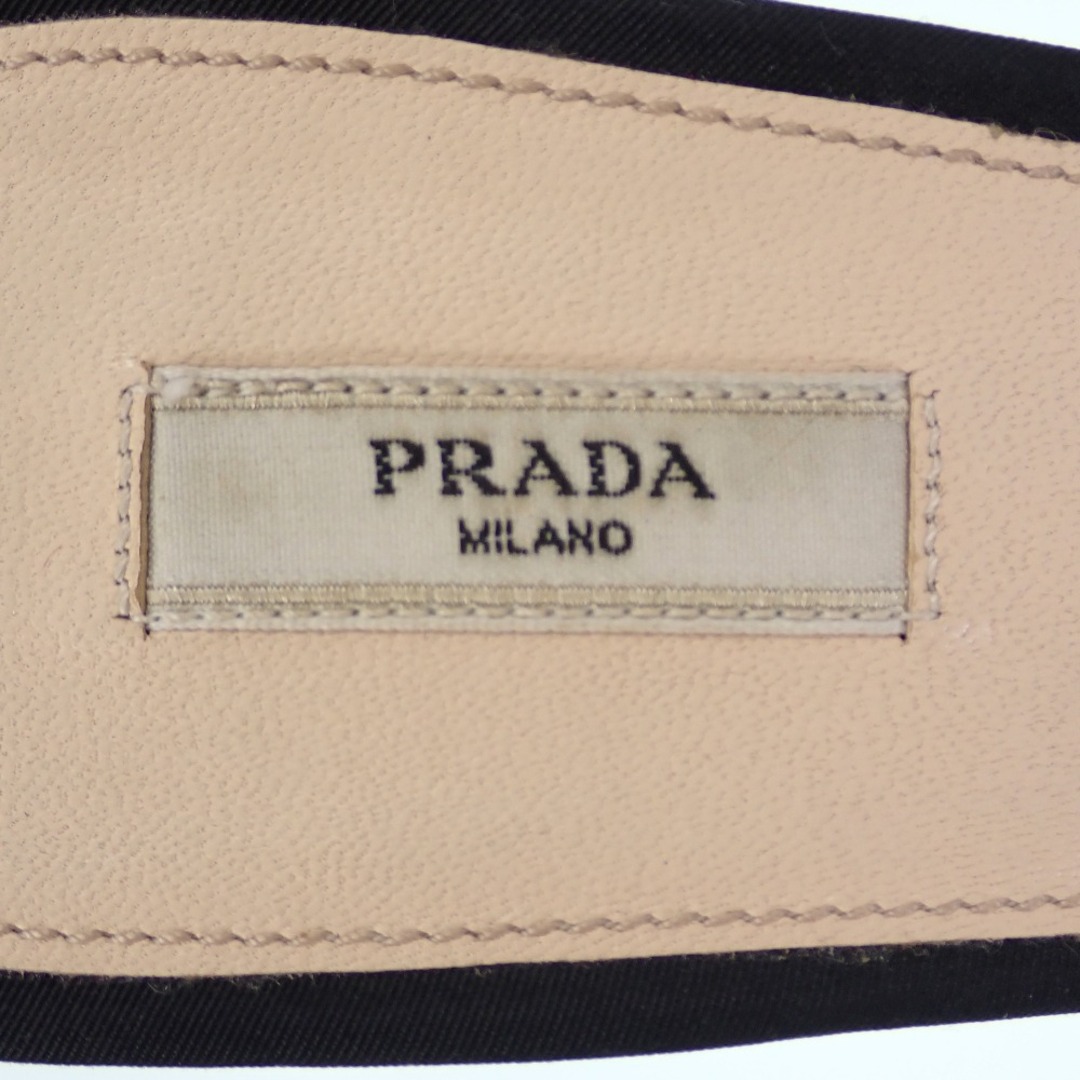 PRADA(プラダ)の【中古】 プラダ ミュール ビジュー付き 36 1/2 約23.5㎝ ナイロン ファブリック 黒×ビジュー PRADA【質屋】 レディースの靴/シューズ(ミュール)の商品写真