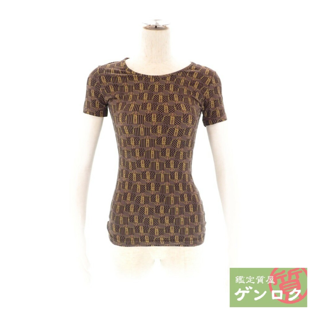 フェンディ 半袖Ｔシャツ size:42 レーヨン92％ ウレタン8％ 茶×バッグ柄 FENDI【質屋】