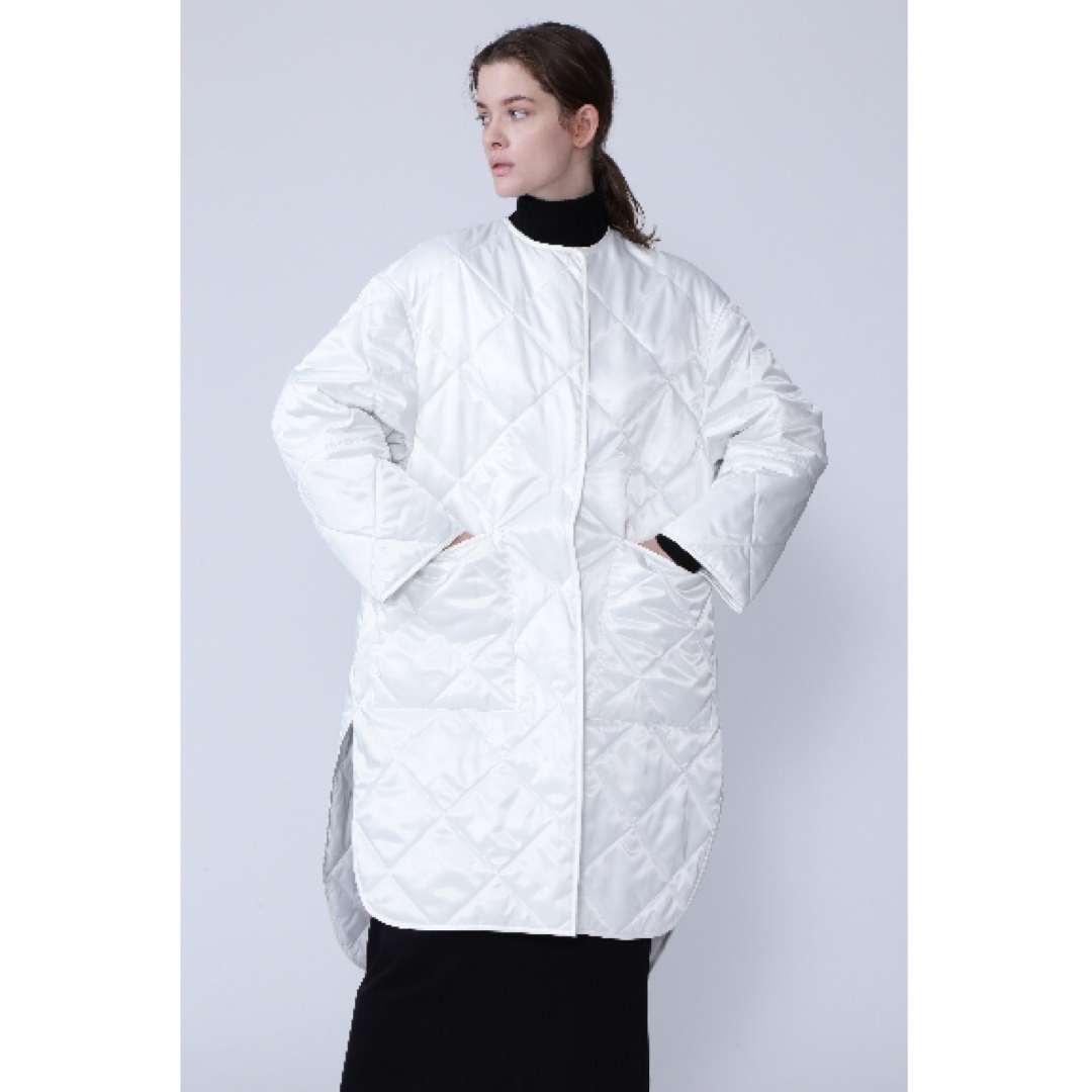 ADORE◆定価6.8万◆ノーカラーキルティングジャケット ホワイト