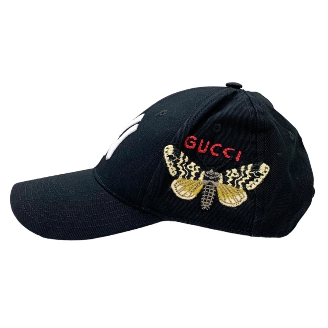 Gucci(グッチ)のグッチ GUCCI 帽子 キャップ ニューヨークヤンキース NY バタフライパッチ ロゴ コットン ブラック シルバー レディースの帽子(その他)の商品写真