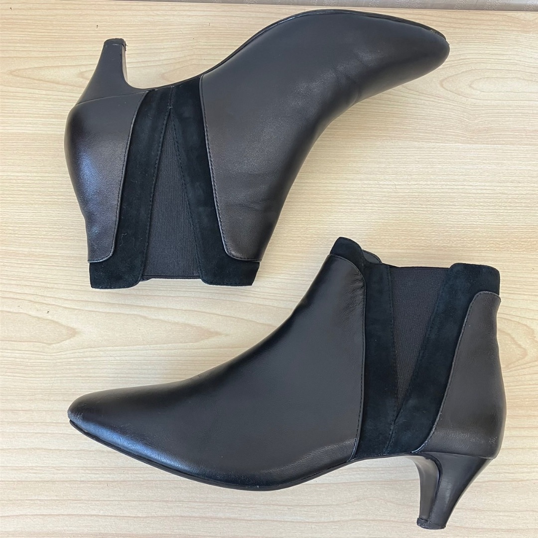 Odette e Odile(オデットエオディール)の【K4515】中古 オデットエオディール ショートブーツ 24cm ブラック レディースの靴/シューズ(ブーツ)の商品写真