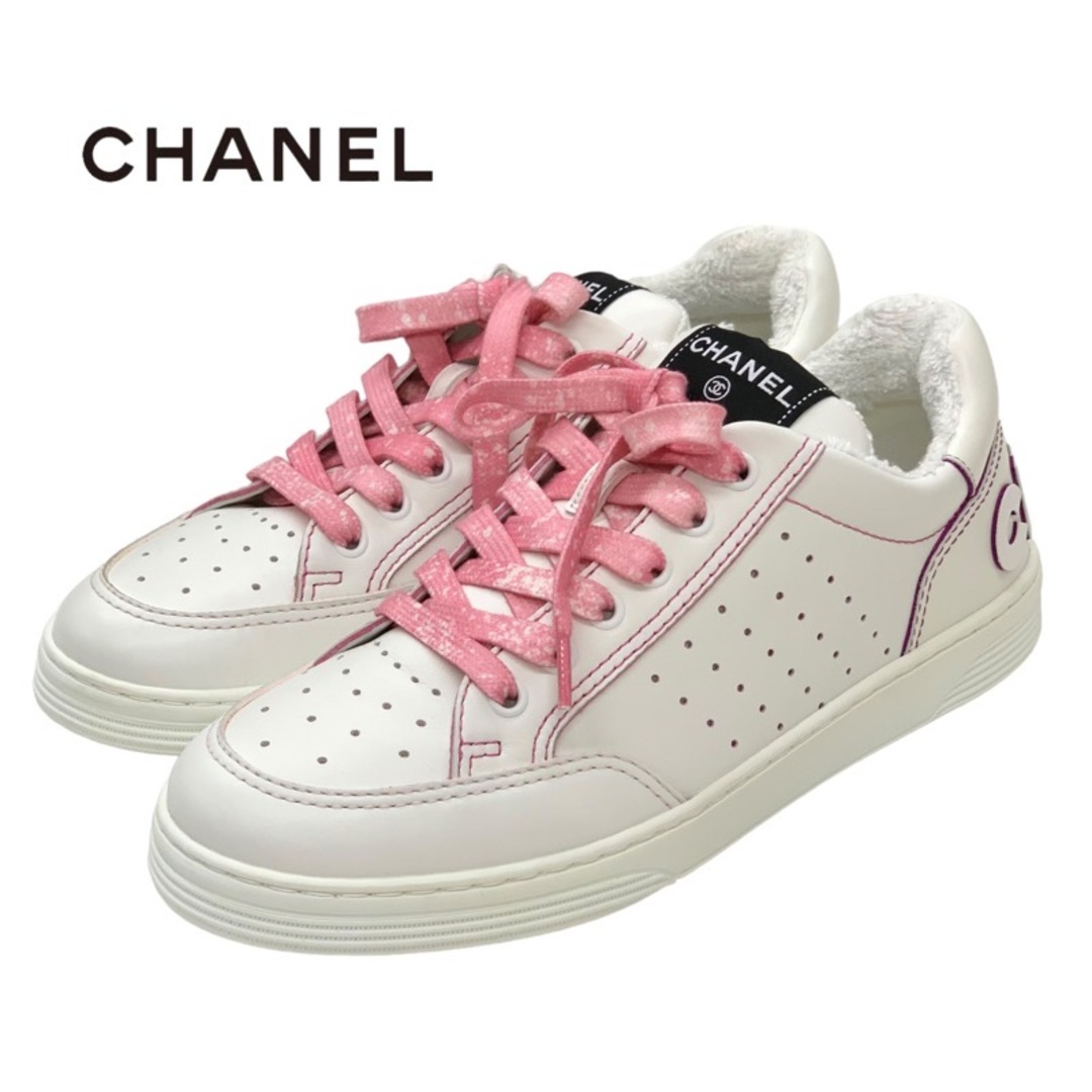 CHANEL(シャネル)の未使用 シャネル スニーカー レザー ホワイト ピンク レディースの靴/シューズ(スニーカー)の商品写真