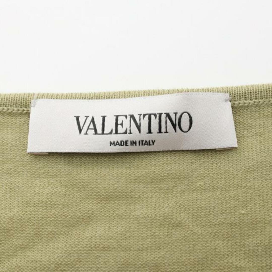 VALENTINO(ヴァレンティノ)の トップス ウール シルク カシミヤ ライトグリーン イエローブラウン フラワー装飾 レディースのトップス(カットソー(半袖/袖なし))の商品写真