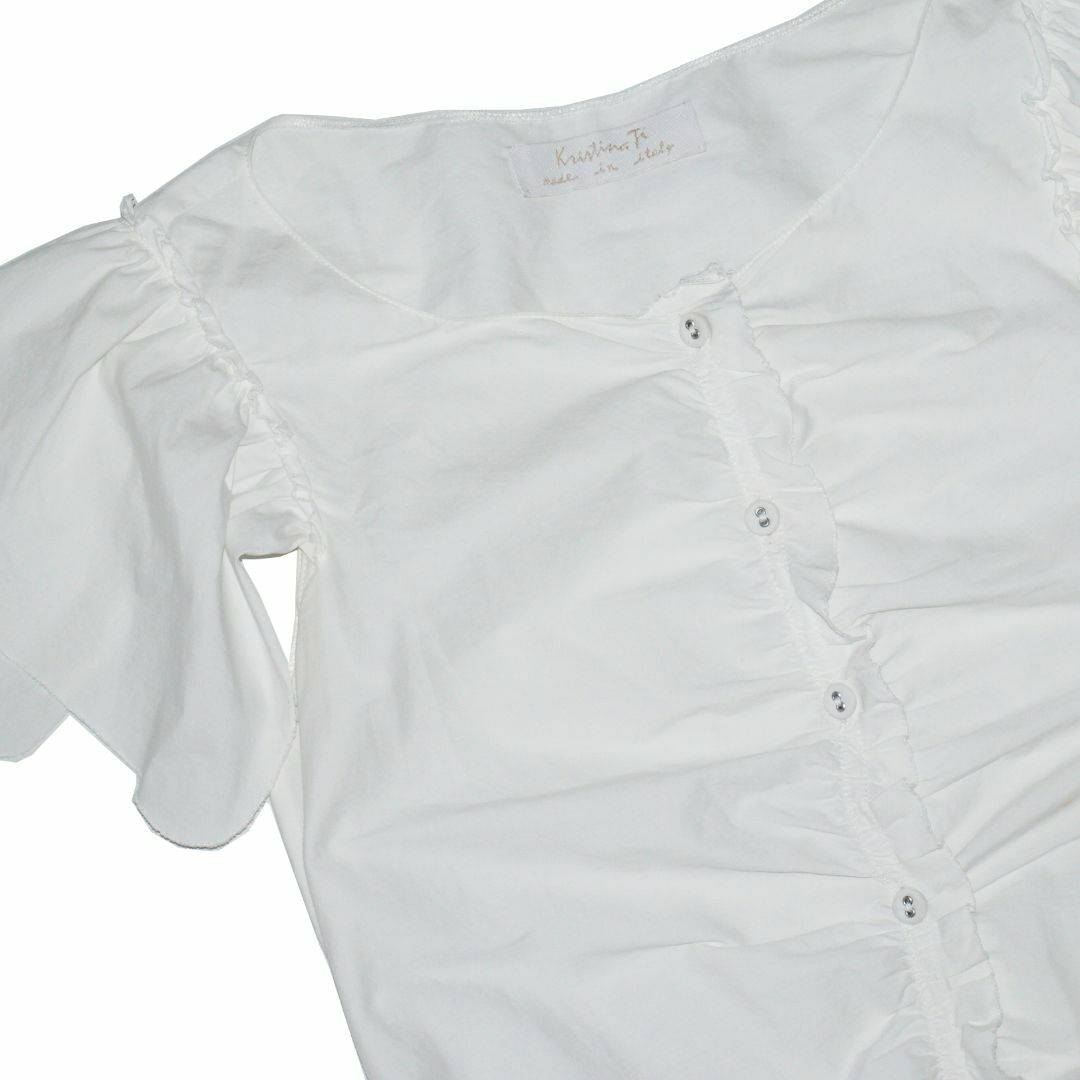 クリスティーナティ　フリル袖　ストレッチポプリン　ブラウス レディースのトップス(シャツ/ブラウス(半袖/袖なし))の商品写真