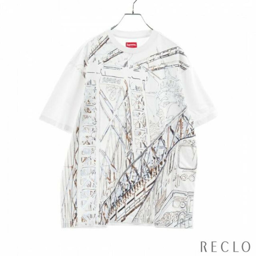 bridge embroidered S/S Tシャツ ホワイト マルチカラー