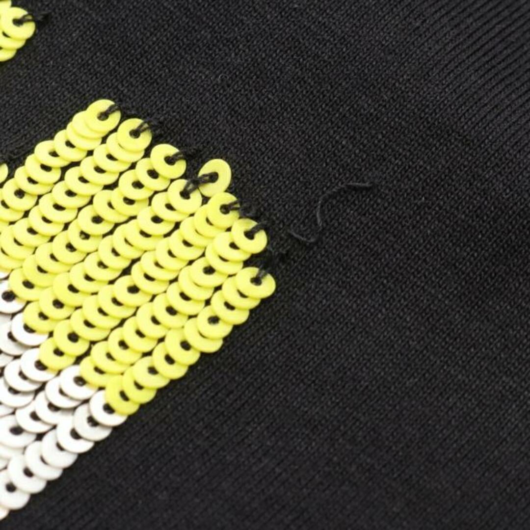 Tシャツ カットソー クルーネック スパンコール ロゴ 刺繍 ブラック マルチカラー