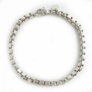 美品△TIFFANY＆CO. ティファニー SV925 ベネチアン チェーン スクエアリング ブレスレット シルバー 重量：15.9g メンズ  シンプル◎