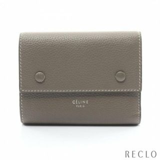 セリーヌ(celine)のダブルボタン 三つ折り財布 コンパクトウォレット レザー グレーベージュ(財布)