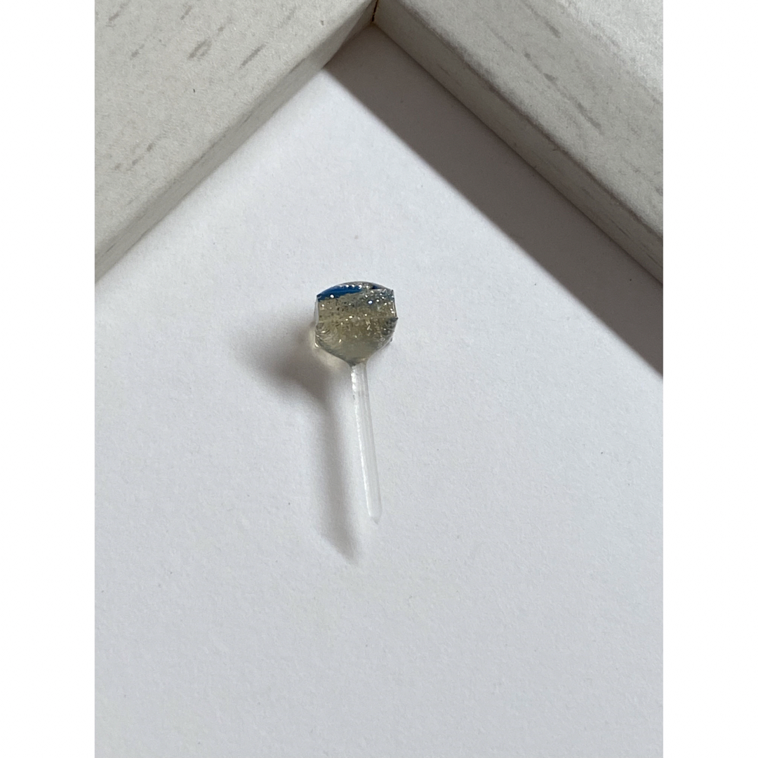 ブルー シルバーライン 四角 レジン 樹脂ピアス No.162の通販 by