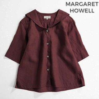 マーガレットハウエル(MARGARET HOWELL)の843*美品 マーガレットハウエル リネン セーラーカラーシャツ(シャツ/ブラウス(半袖/袖なし))