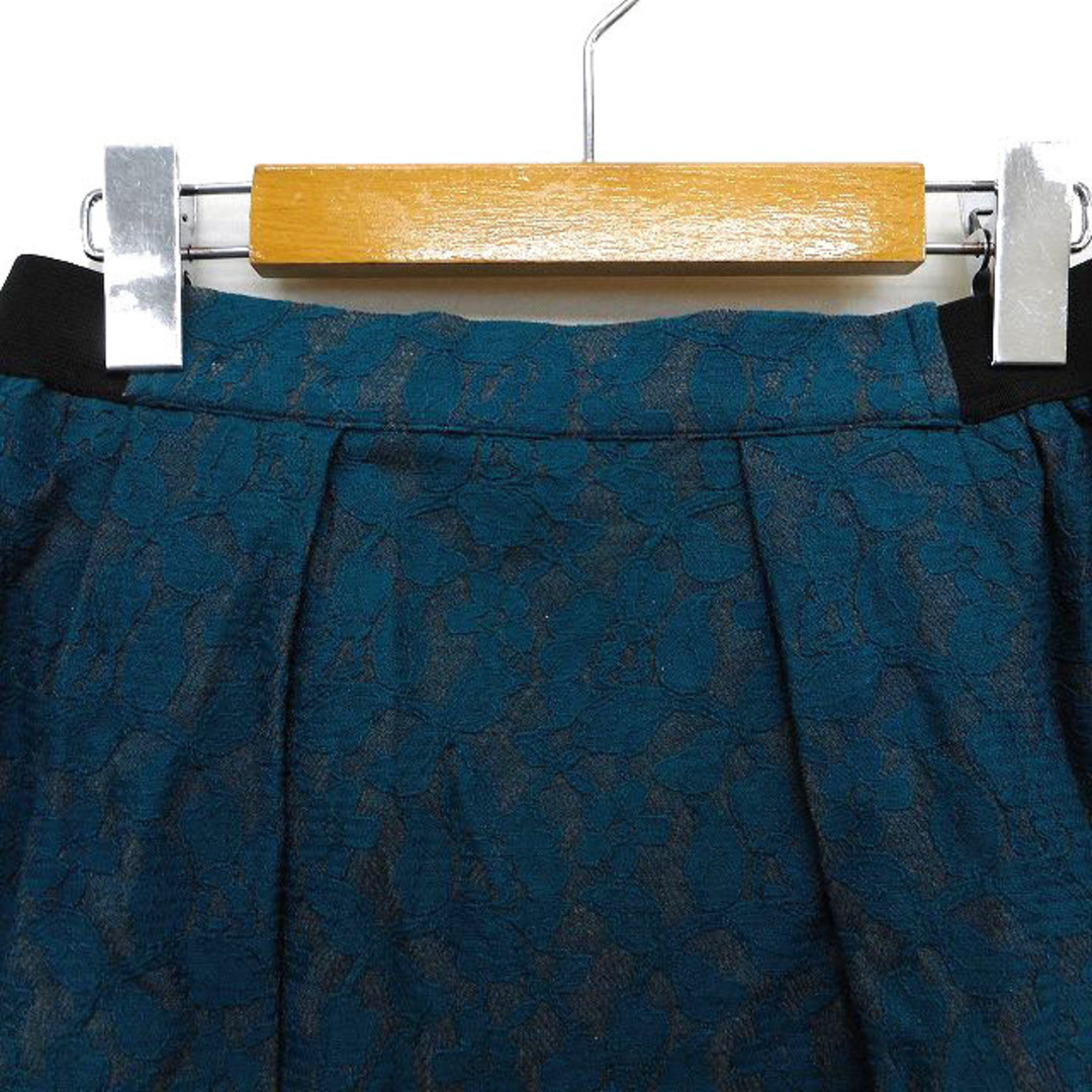 Feroux(フェルゥ)のフェルゥ スカート フレア ミニ レース タック ゆったり 2 ディープグリーン レディースのスカート(ミニスカート)の商品写真