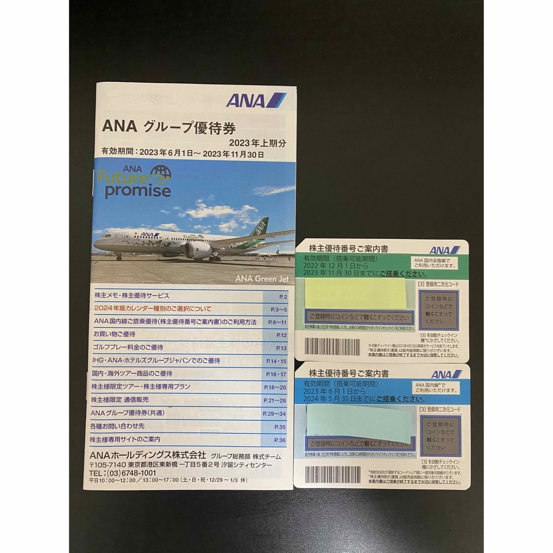 ANA(全日本空輸)(エーエヌエー(ゼンニッポンクウユ))のANA（全日空）株主優待券 2枚  + グループ優待券 チケットの優待券/割引券(その他)の商品写真