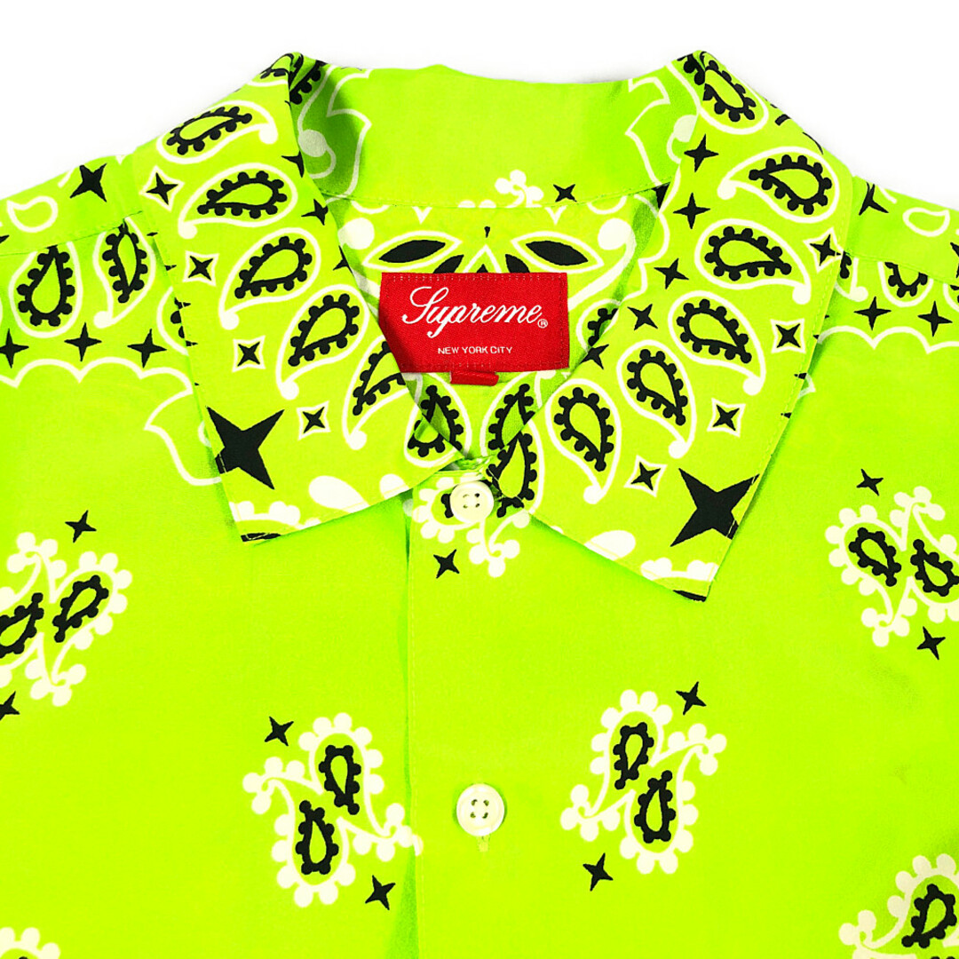 SUPREME シュプリーム Bandana Silk S/S Shirt バンダナ シルク 半袖シャツ ライムグリーン サイズM 正規品 / 31754 4