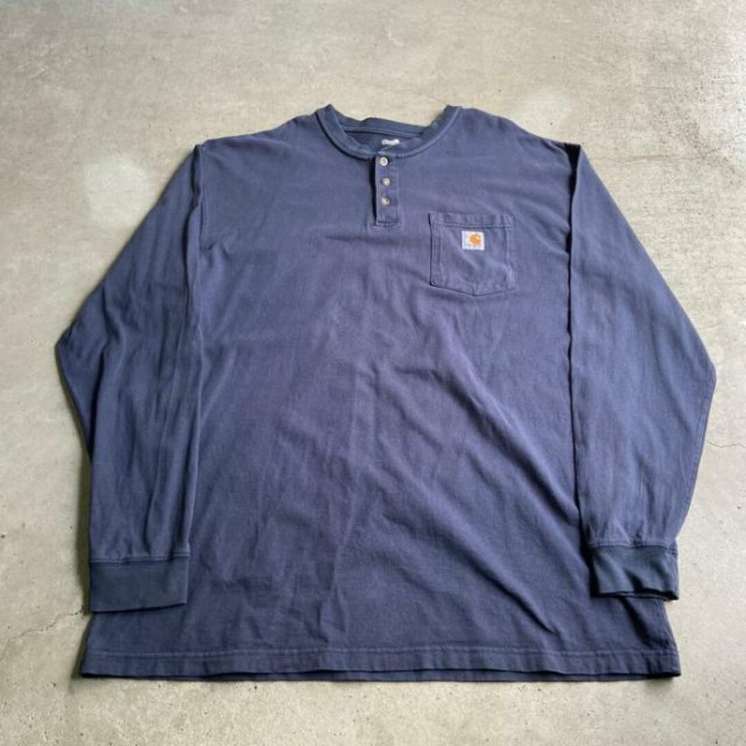 ビッグサイズ Carhartt カーハート ヘンリーネック ワンポイントロゴ ポケット ロングTシャツ メンズXL | フリマアプリ ラクマ