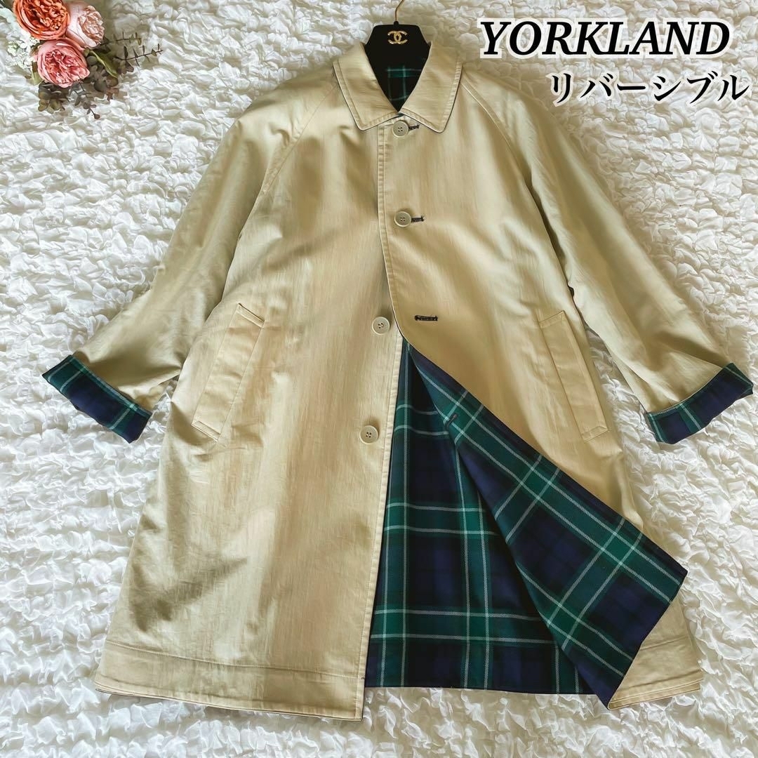 日本製 Yorkland フード付き ウールジャケット チェック