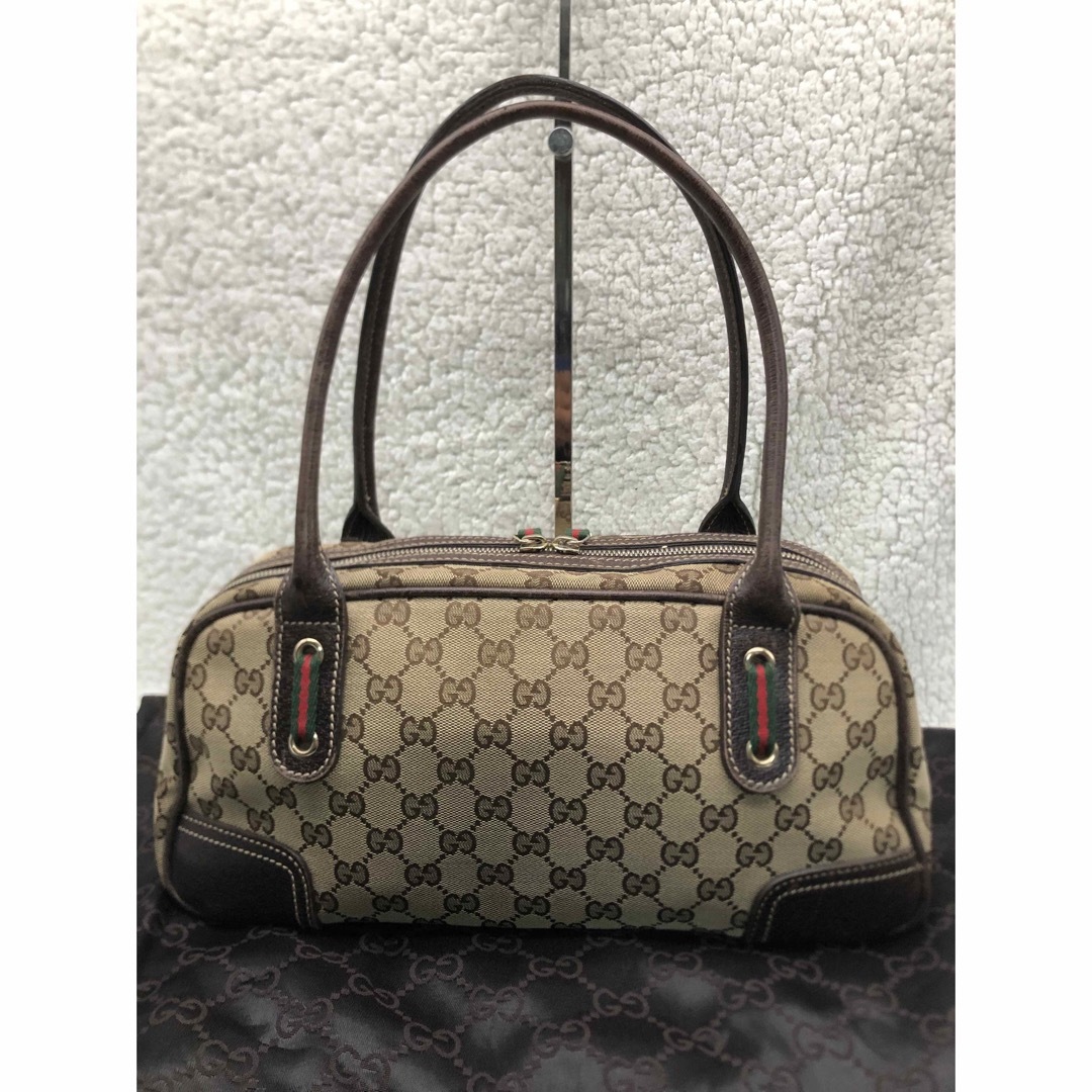 極美品 GUCCI プリンシー ハンドバッグ シェリーライン キャンバス-
