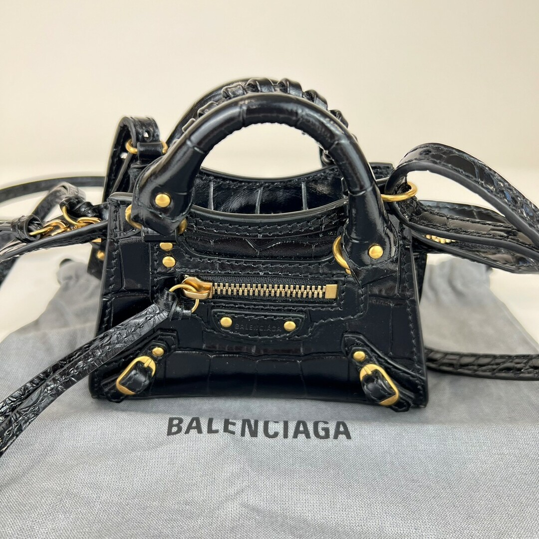 オンライン卸売り 新品 BALENCIAGA バレンシアガ クロコ マイクロ アクセサリーバッグ