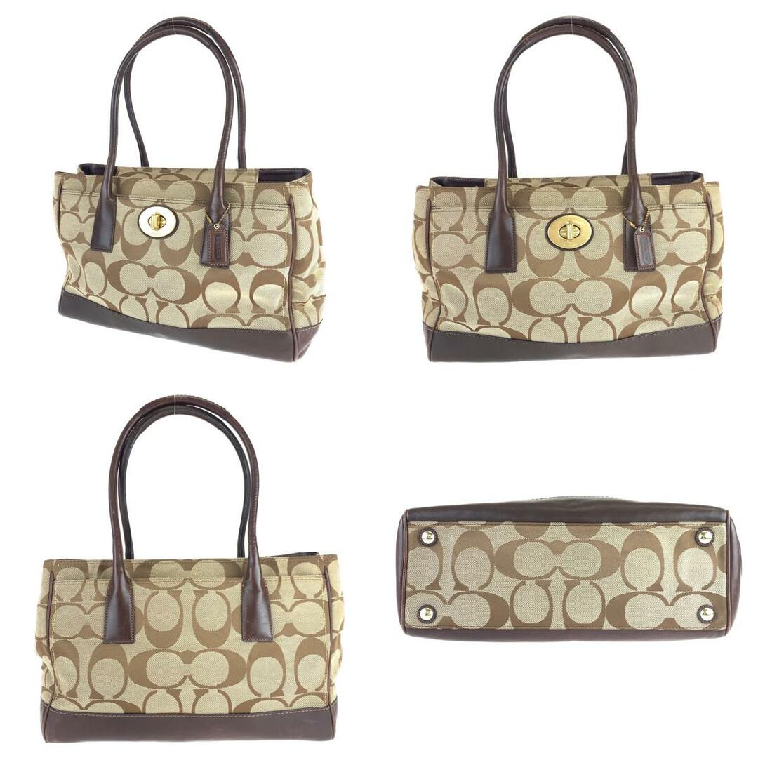 COACH コーチ シグネチャー ブラウン 茶 ゴールド金具 キャンバス