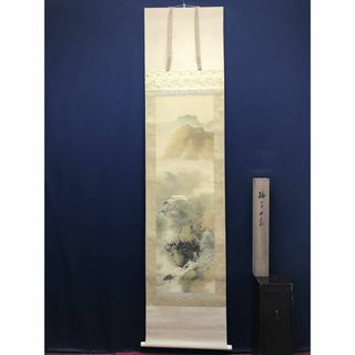 【真作】益田柳外/梅花山家図/山水図/早春図/掛軸☆宝船☆AC-737美術品/アンティーク