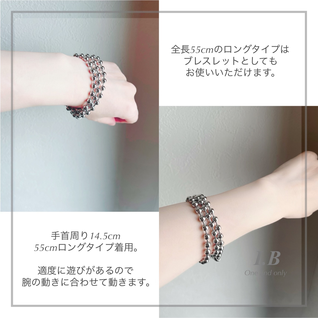 【長さが選べる】304ステンレス　6mmボールチェーンネックレス レディースのアクセサリー(ネックレス)の商品写真