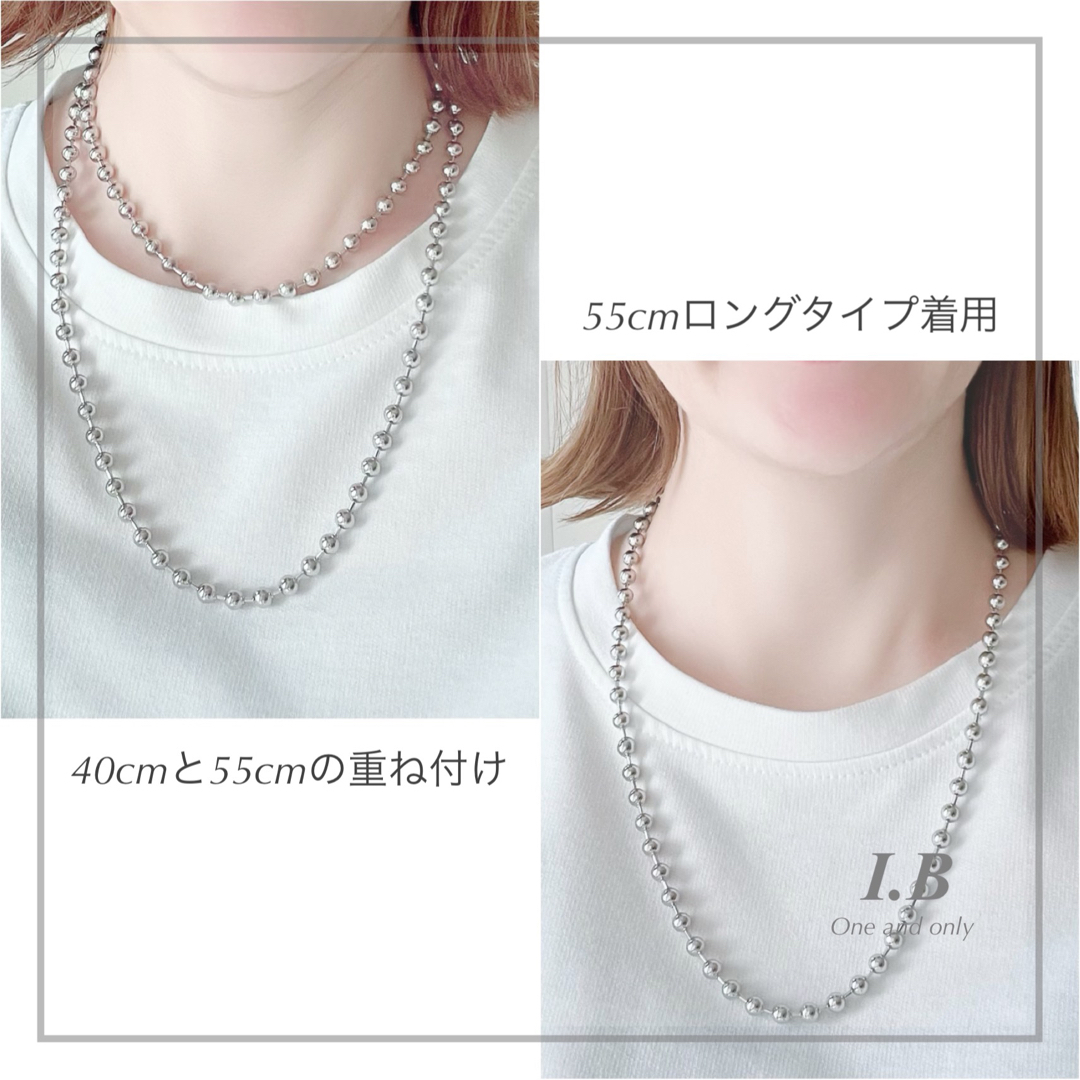 【長さが選べる】304ステンレス　6mmボールチェーンネックレス レディースのアクセサリー(ネックレス)の商品写真