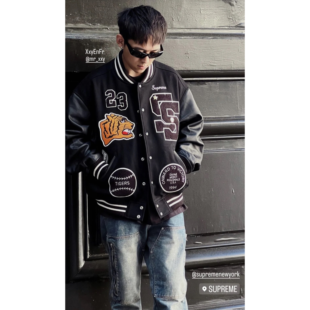 Supreme Tiger Varsity Jacket Black M