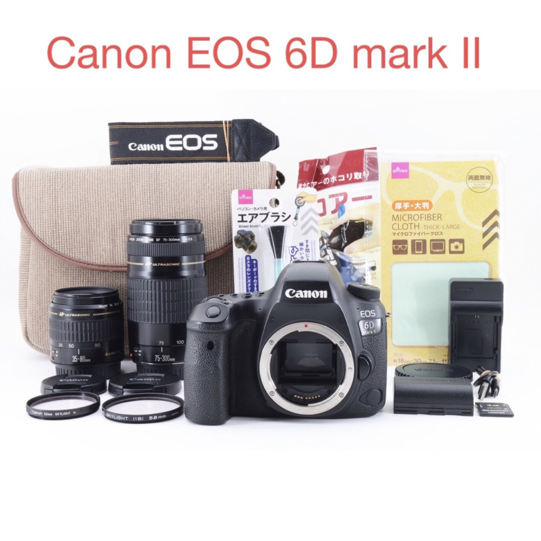 レフカメラ Canon EOS 6D mark II標準\u0026望遠ダブルレンズセット
