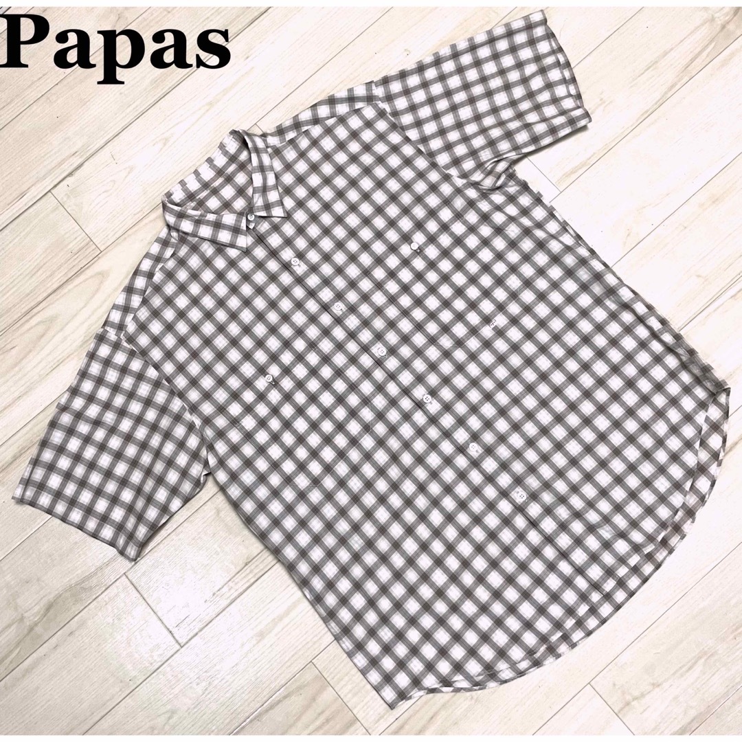 【used】Papas パパス チェックシャツ コットン size M  日本製