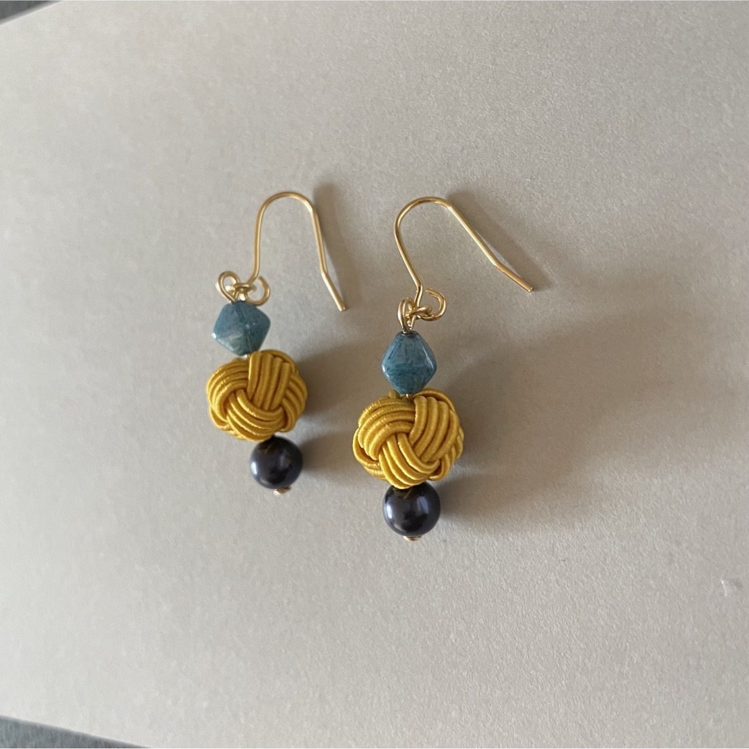 《夏シリーズ 》水引 ビーズ ピアス ハンドメイド