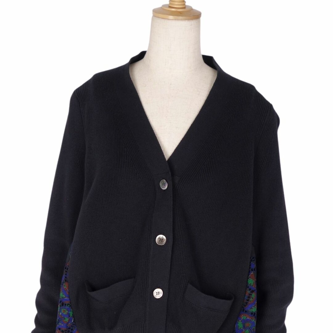 美品 サカイ Sacai ニット カーディガン ロングスリーブ レース ドッキング 切り替え 花柄 トップス レディース 1(S相当) ブラック 美品 サカイ Sacai ニット カーディガン ロングスリーブ レース ドッキング 切り替え 花柄 トップス レディース 1(S相当) ブラック