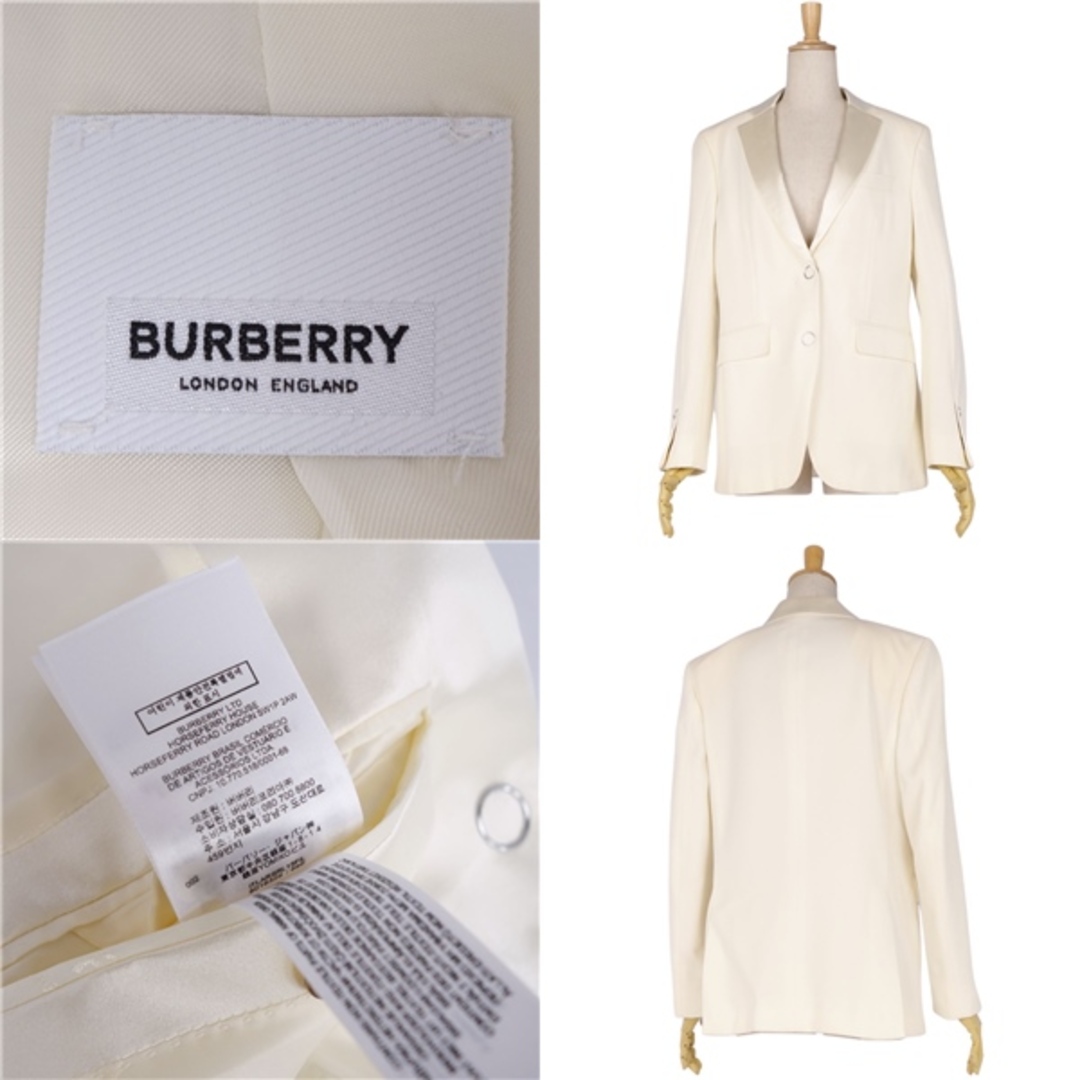 BURBERRY(バーバリー)のバーバリー BURBERRY ジャケット テーラードジャケット シングル スナップボタン ウール 無地 アウター レディース UK8 US6 IT40(M相当) アイボリー レディースのジャケット/アウター(テーラードジャケット)の商品写真