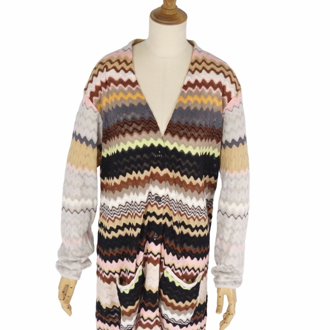 美品 ミッソーニ MISSONI ニット ロングカーディガン ロングスリーブ 総柄 ウール トップス レディース 42(M相当) マルチカラー レディースのトップス(カーディガン)の商品写真