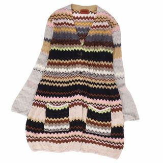 美品 ミッソーニ MISSONI ニット ロングカーディガン ロングスリーブ 総柄 ウール トップス レディース 42(M相当) マルチカラー(カーディガン)