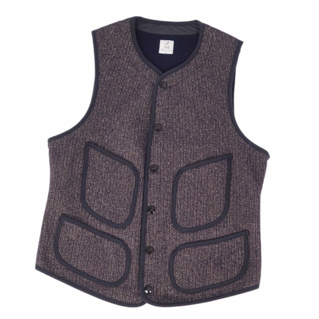 素材ウール65％コットン35％美品 アナトミカ ANATOMICA ベスト ジレ ノースリーブ BEACH CLOTH VEST ビーチクロスベスト 無地 ウール トップス レディース ONE(S~M相当) グレー