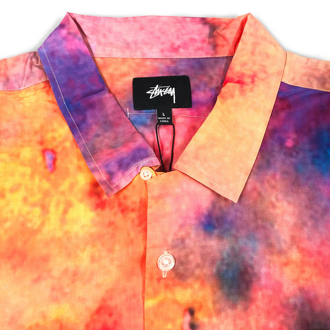 STUSSY(ステューシー)のSTUSSY ステューシー TIE DYE SHIRT タイダイシャツ 薄手 半袖シャツ オレンジ サイズL 正規品 / B4203 メンズのトップス(シャツ)の商品写真