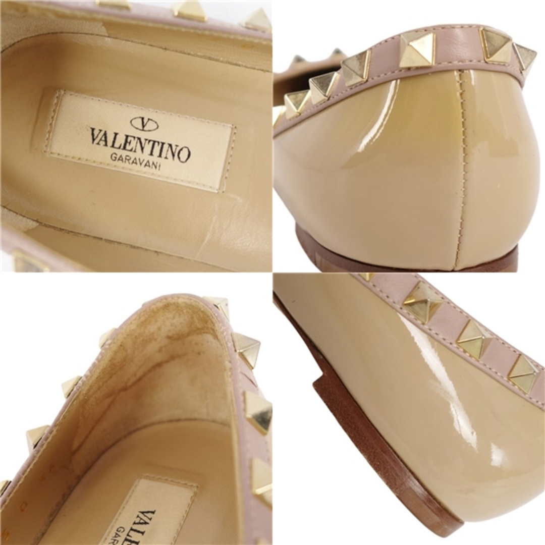 valentino garavani(ヴァレンティノガラヴァーニ)のヴァレンティノ ガラヴァーニ VALENTINO GARAVANI パンプス フラットパンプス スタッズ エナメルレザー シューズ 靴 レディース イタリア製 36(23cm相当) ベージュ レディースの靴/シューズ(ハイヒール/パンプス)の商品写真