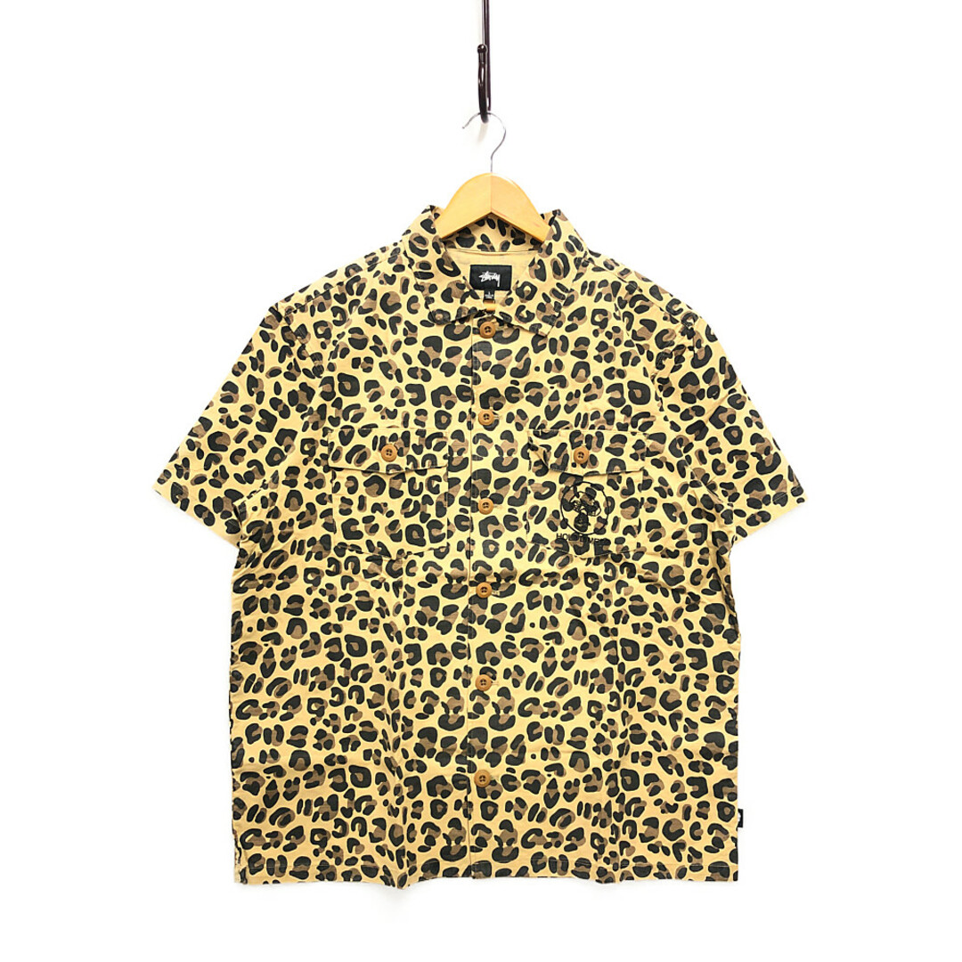 約73cm身幅STUSSY ステューシー BDU SHIRT レオパード柄 シャツ 半袖 レオパード サイズL 正規品 / B4209