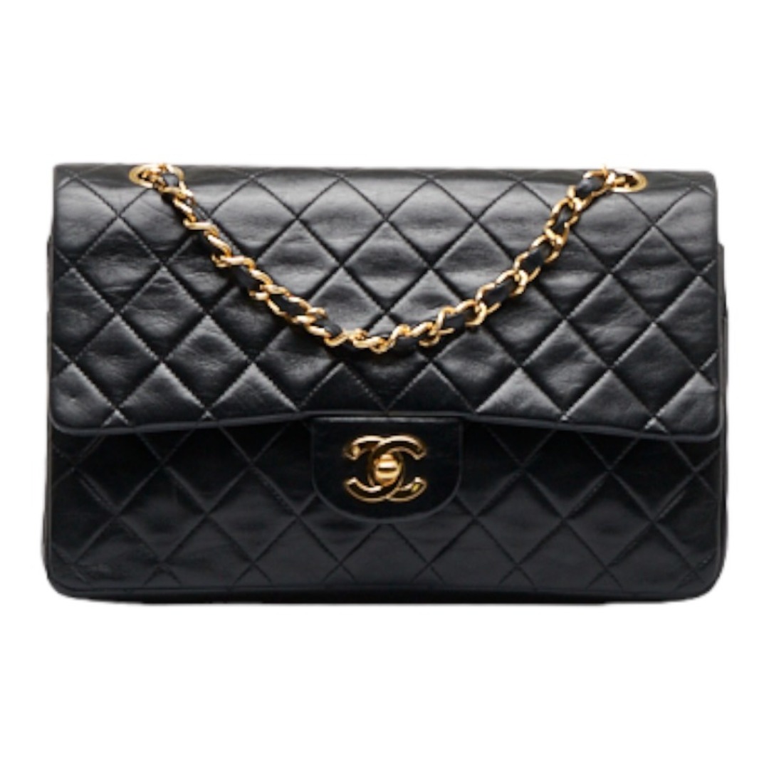 シャネル マトラッセ ダブルフラップ ゴールド金具 チェーン ショルダーバッグ ラムスキン レディース CHANEL 【214-15367】