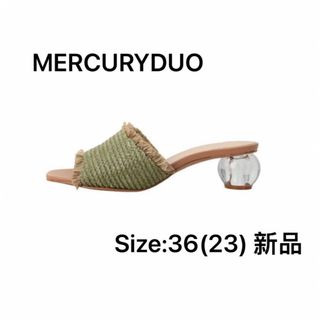 マーキュリーデュオ(MERCURYDUO)のMERCURYDUO クリアヒール雑材編みサンダル　サイズ36(23)(ミュール)