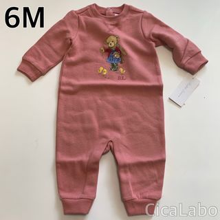 ラルフローレン(Ralph Lauren)の【新品】ラルフローレン ポロベア 長袖 フリース ロンパース ピンク 6M(ロンパース)