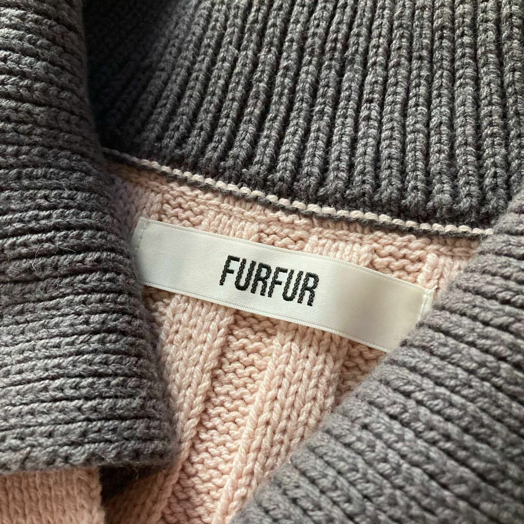 fur fur(ファーファー)のFURFUR　クロシェ編み　襟付きカーディガン　ピンク　コットン　手洗い可能 レディースのトップス(カーディガン)の商品写真