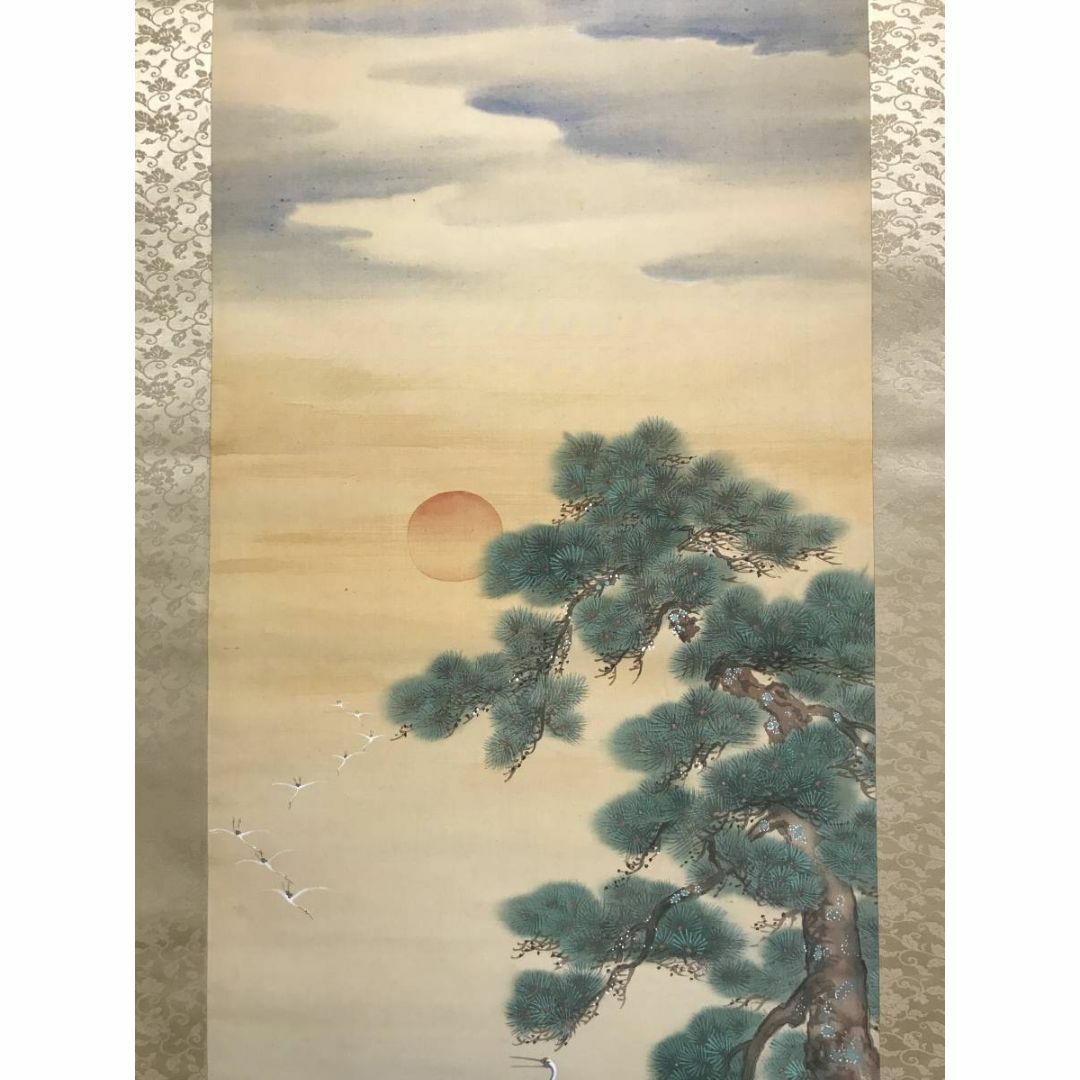 真作】湖雪/海辺松鶴図/鶴図/花鳥図/祝事掛/掛軸☆宝船☆AC-768 真作】湖雪/海辺松鶴図/鶴図/花鳥図/祝事掛/掛軸☆宝船☆AC-768
