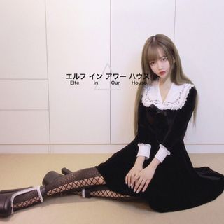 バブルス(Bubbles)の薔薇いばら　黒白色長袖ワンピース　vintageロリータ　ゆめかわ 量産系地雷系(ひざ丈ワンピース)