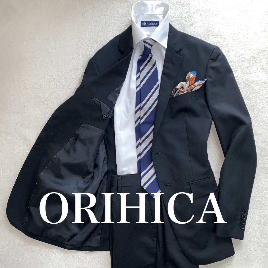 【上下セット】ORIHICA ネイビーブラック　スーツ