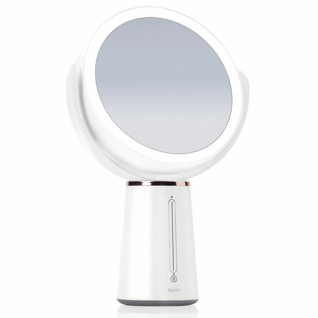 Fancii 化粧ミラー鏡 メイク卓上鏡 拡大鏡1倍/ 10倍 LEDライト付き