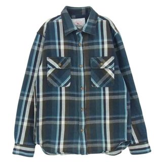 アヴィレックス(AVIREX)のAVIREX アヴィレックス 長袖シャツ 6185142 HEAVY FLANNEL WORK SHIRT デイリー コットン フランネル チェック ワークシャツ ブルー系 ネイビー系 M【中古】(シャツ)