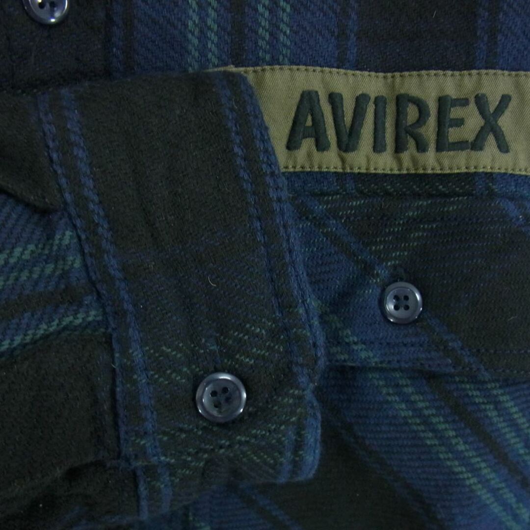 AVIREX(アヴィレックス)のAVIREX アヴィレックス 長袖シャツ 6195140 US ARMY FLANNEL WORK SHIRT ミリタリーワッペン フランネル チェック ワークシャツ ブルー系 ブラック系 M【中古】 メンズのトップス(シャツ)の商品写真